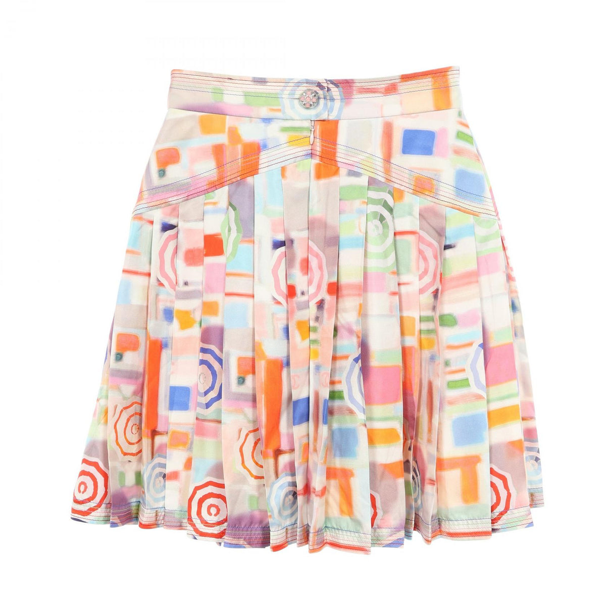 CHANEL Coco Mark Pleated Silk Skirt Size 38