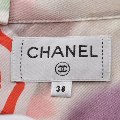 CHANEL Coco Mark Pleated Silk Skirt Size 38