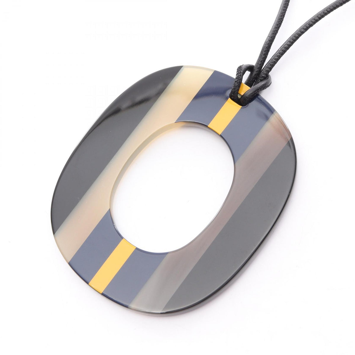 HERMES Black Leather Buffalo Pop Necklace
