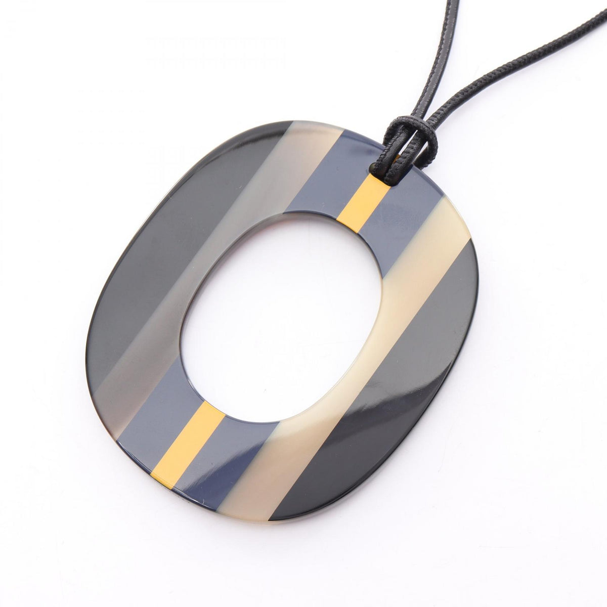 HERMES Black Leather Buffalo Pop Necklace