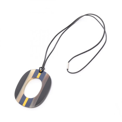 HERMES Black Leather Buffalo Pop Necklace