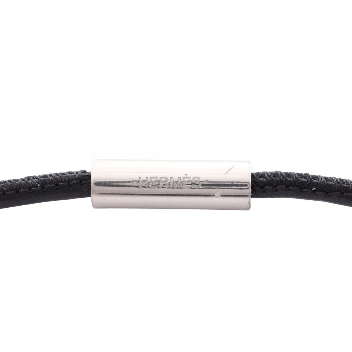 HERMES Black Leather Buffalo Pop Necklace