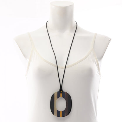 HERMES Black Leather Buffalo Pop Necklace