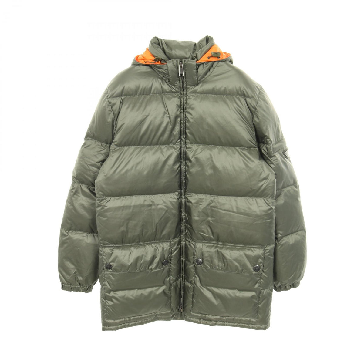 PRADA Nylon Down Jacket Khaki Green Size 44