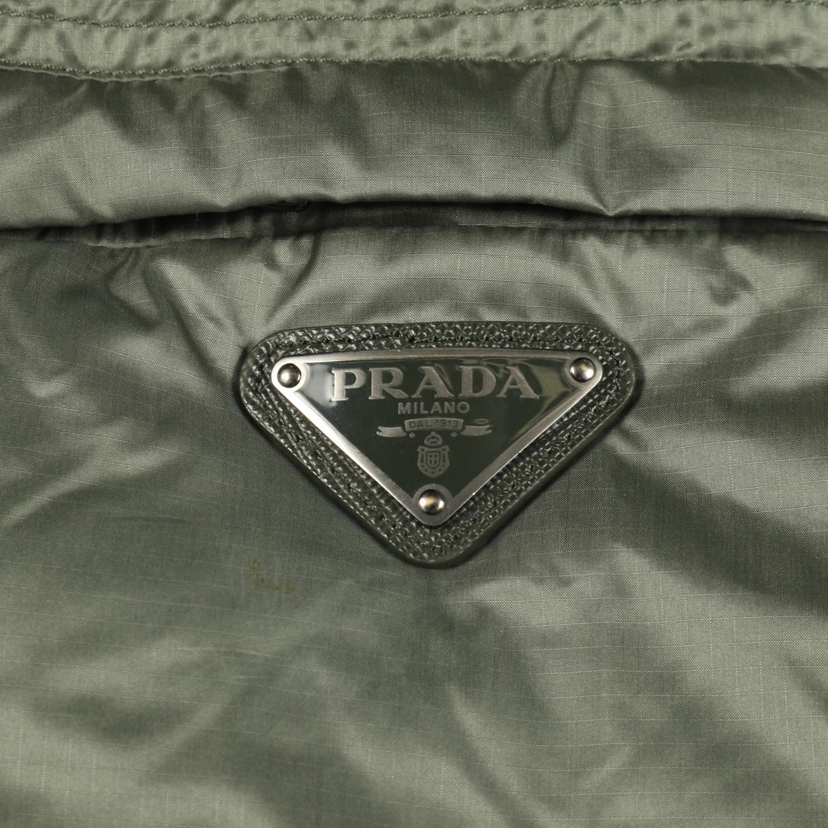 PRADA Nylon Down Jacket Khaki Green Size 44