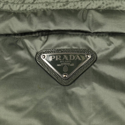PRADA Nylon Down Jacket Khaki Green Size 44