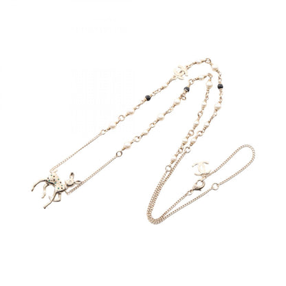 CHANEL Gold Coco Mark Bambi Pearl Necklace