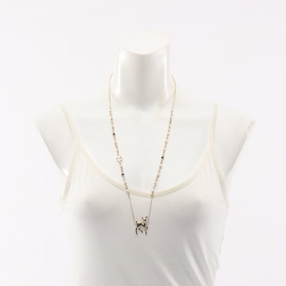 CHANEL Gold Coco Mark Bambi Pearl Necklace