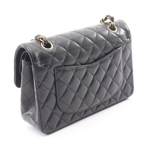 CHANEL Matelasse W Flap Caviar Bag Black