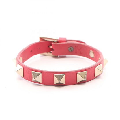 Valentino Red Leather Rockstud Bracelet Size ‐
