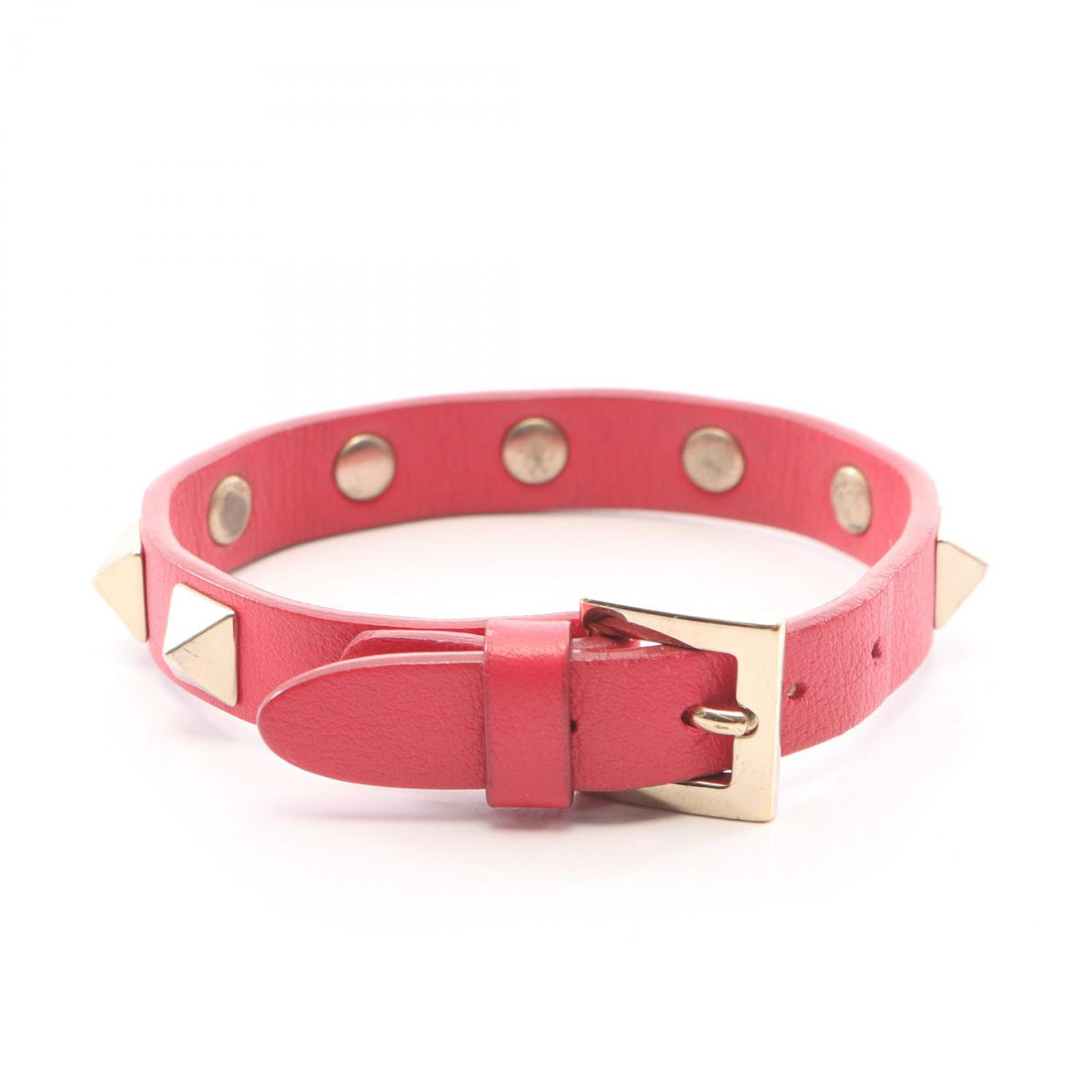 Valentino Red Leather Rockstud Bracelet Size ‐