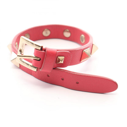 Valentino Red Leather Rockstud Bracelet Size ‐