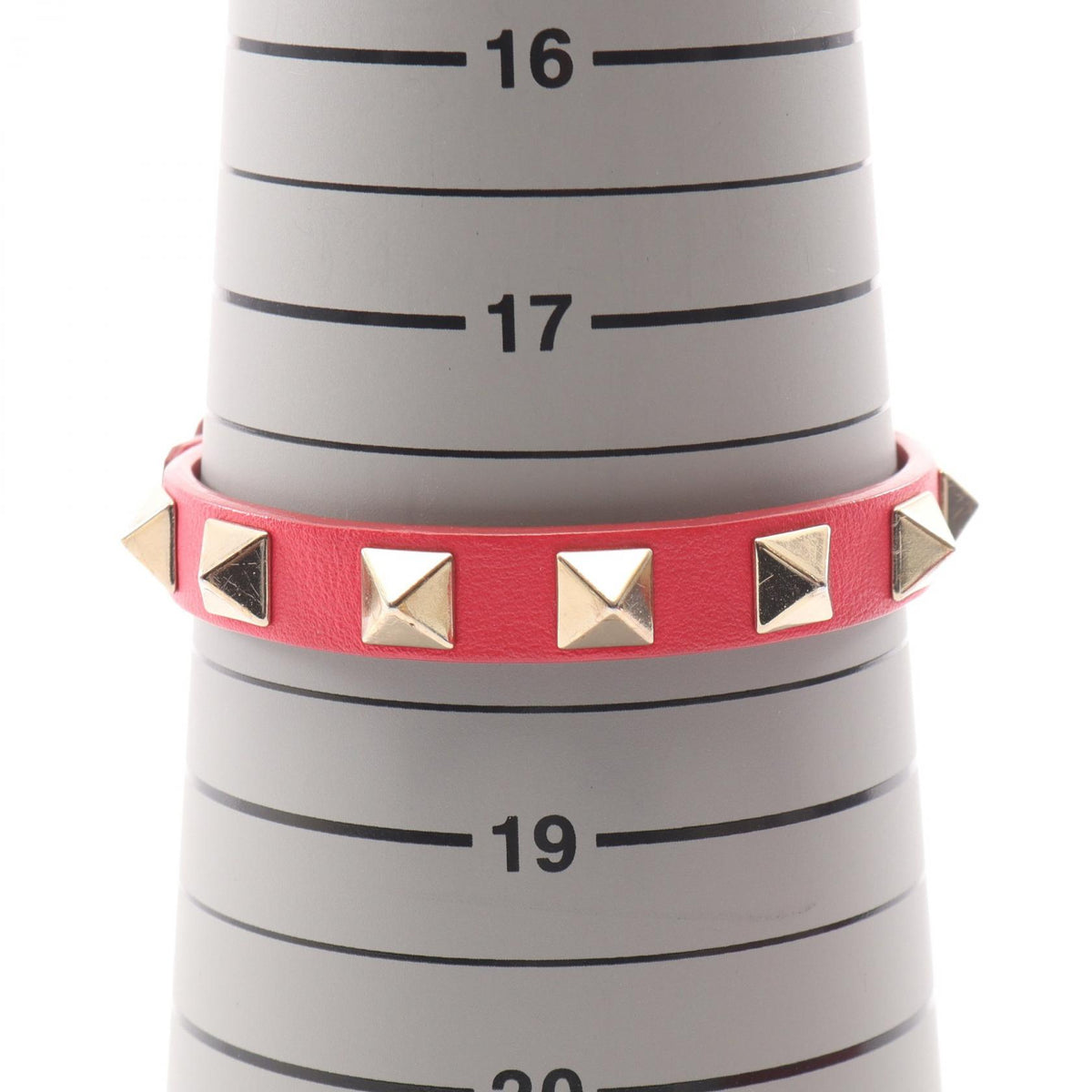 Valentino Red Leather Rockstud Bracelet Size ‐