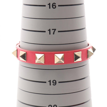 Valentino Red Leather Rockstud Bracelet Size ‐