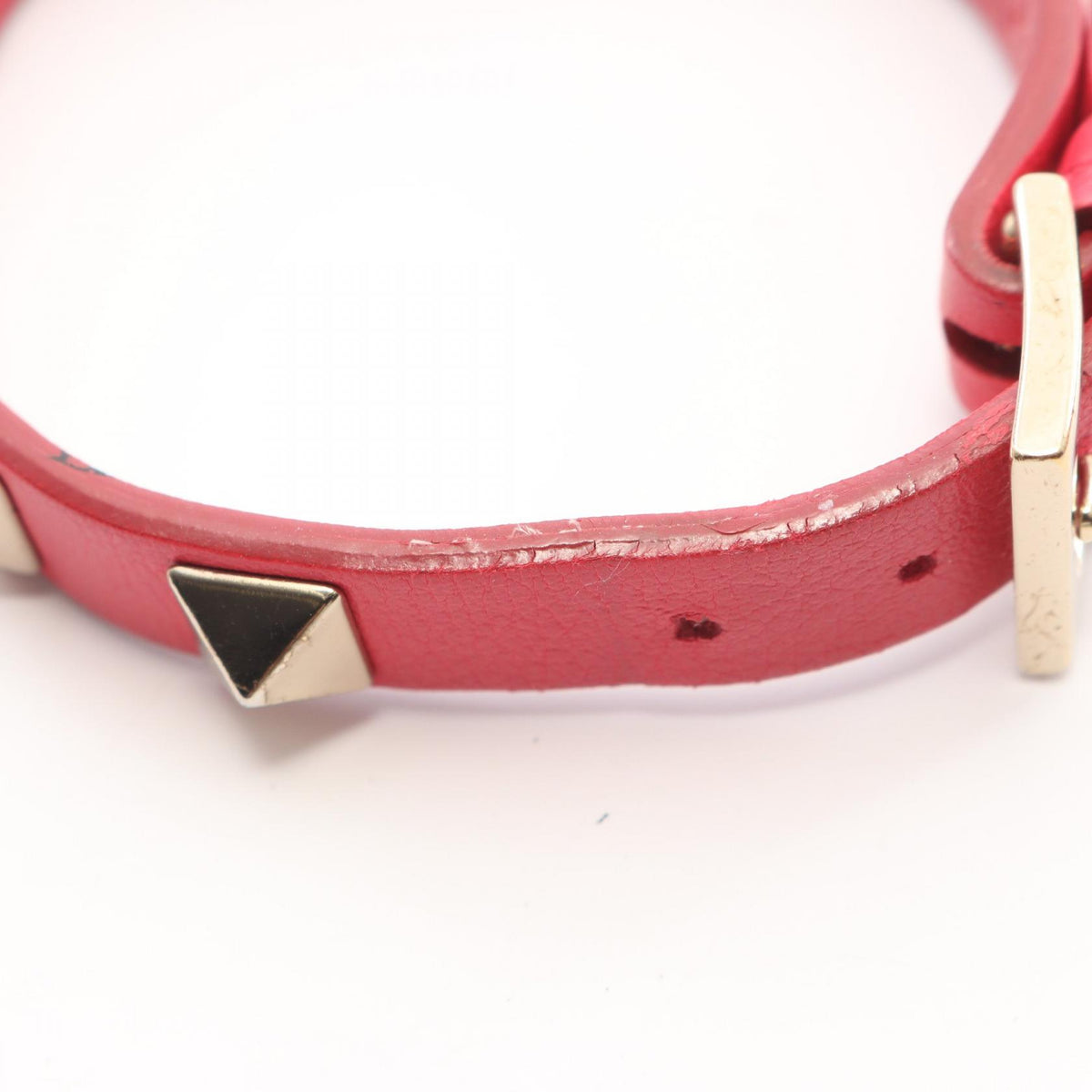 Valentino Red Leather Rockstud Bracelet Size ‐