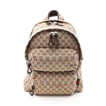GUCCI GG Canvas Leather Backpack Beige