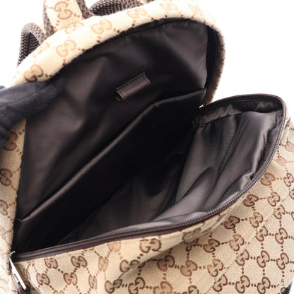 GUCCI GG Canvas Leather Backpack Beige