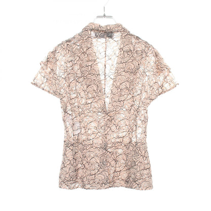 Dior Full Lace Cotton Blend Blouse Pink Size 38