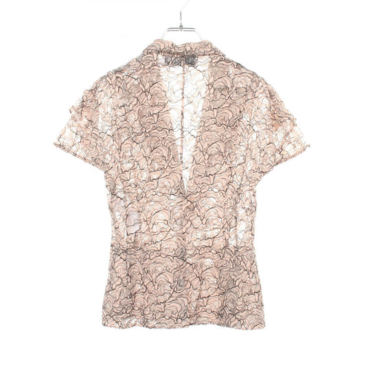 Dior Full Lace Cotton Blend Blouse Pink Size 38