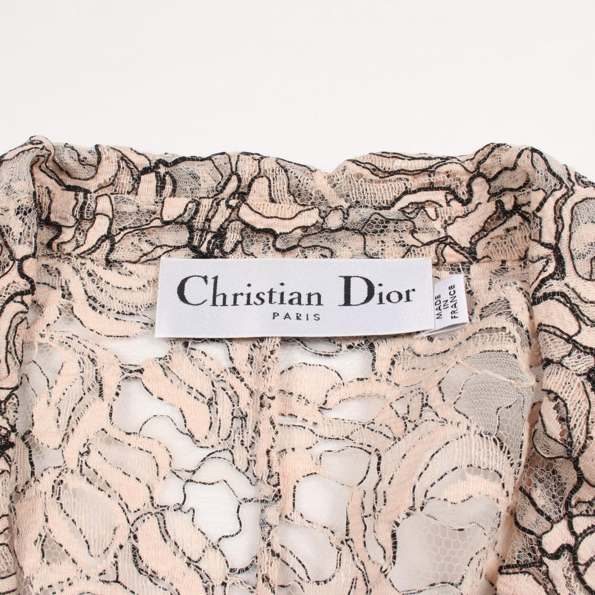 Dior Full Lace Cotton Blend Blouse Pink Size 38