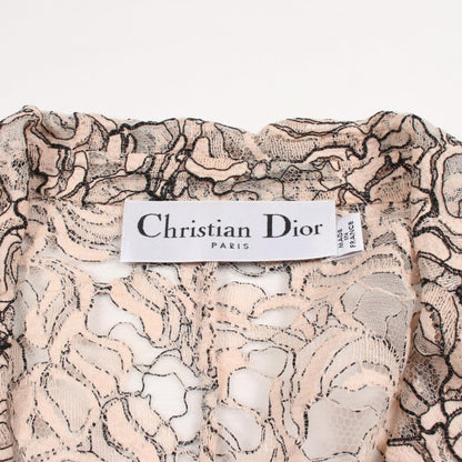 Dior Full Lace Cotton Blend Blouse Pink Size 38