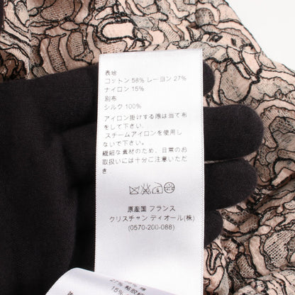Dior Full Lace Cotton Blend Blouse Pink Size 38