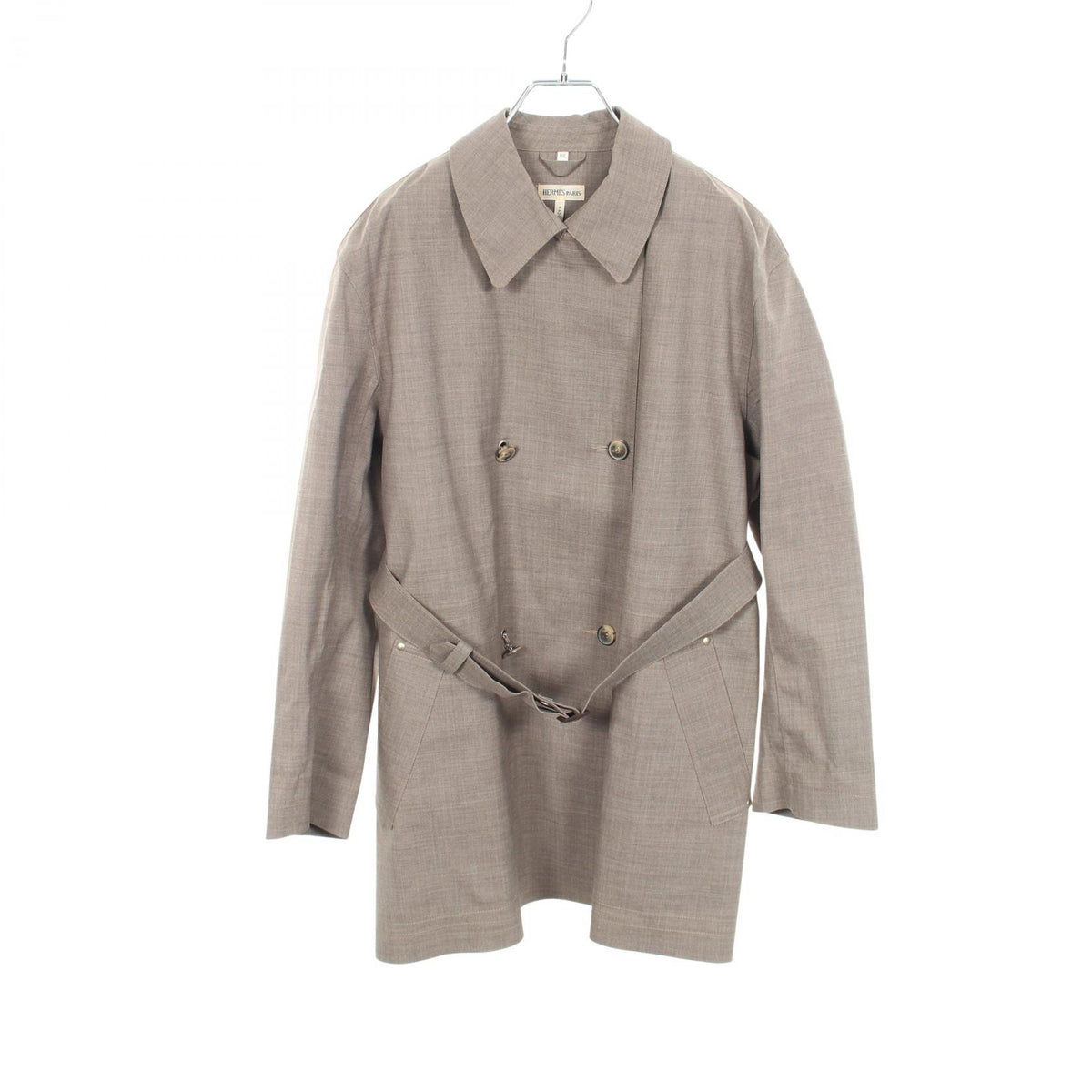 HERMES Double-Breasted Wool Coat Size ME
