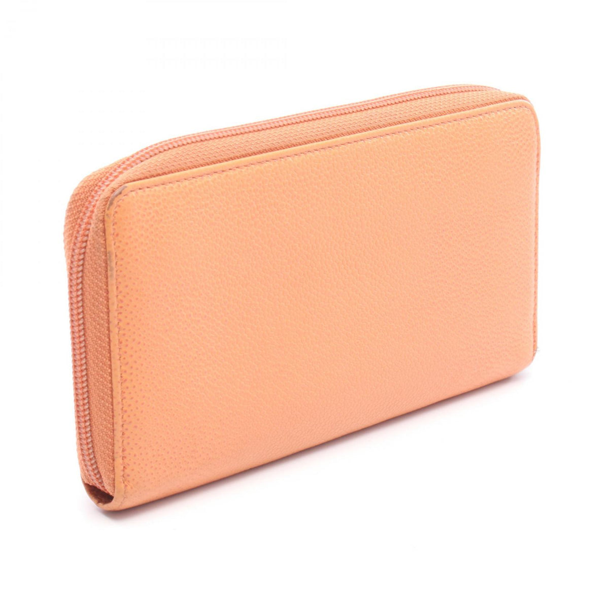 CHANEL Orange Caviar Skin Round Wallet