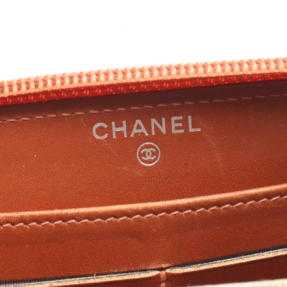 CHANEL Orange Caviar Skin Round Wallet