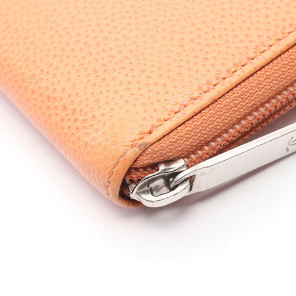 CHANEL Orange Caviar Skin Round Wallet