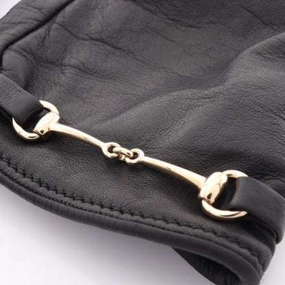 GUCCI Horsebit Leather Gloves Black Size 7