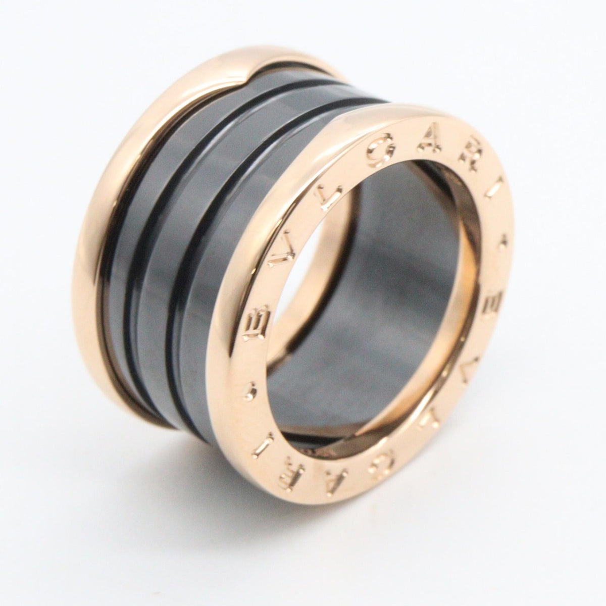 BVLGARI B-zero1 K18 Pink Gold Ceramic Ring Size JP 9