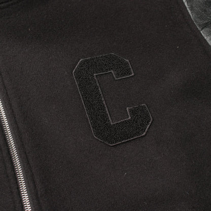 CELINE Hooded Wool Leather Varsity Jacket Size 52