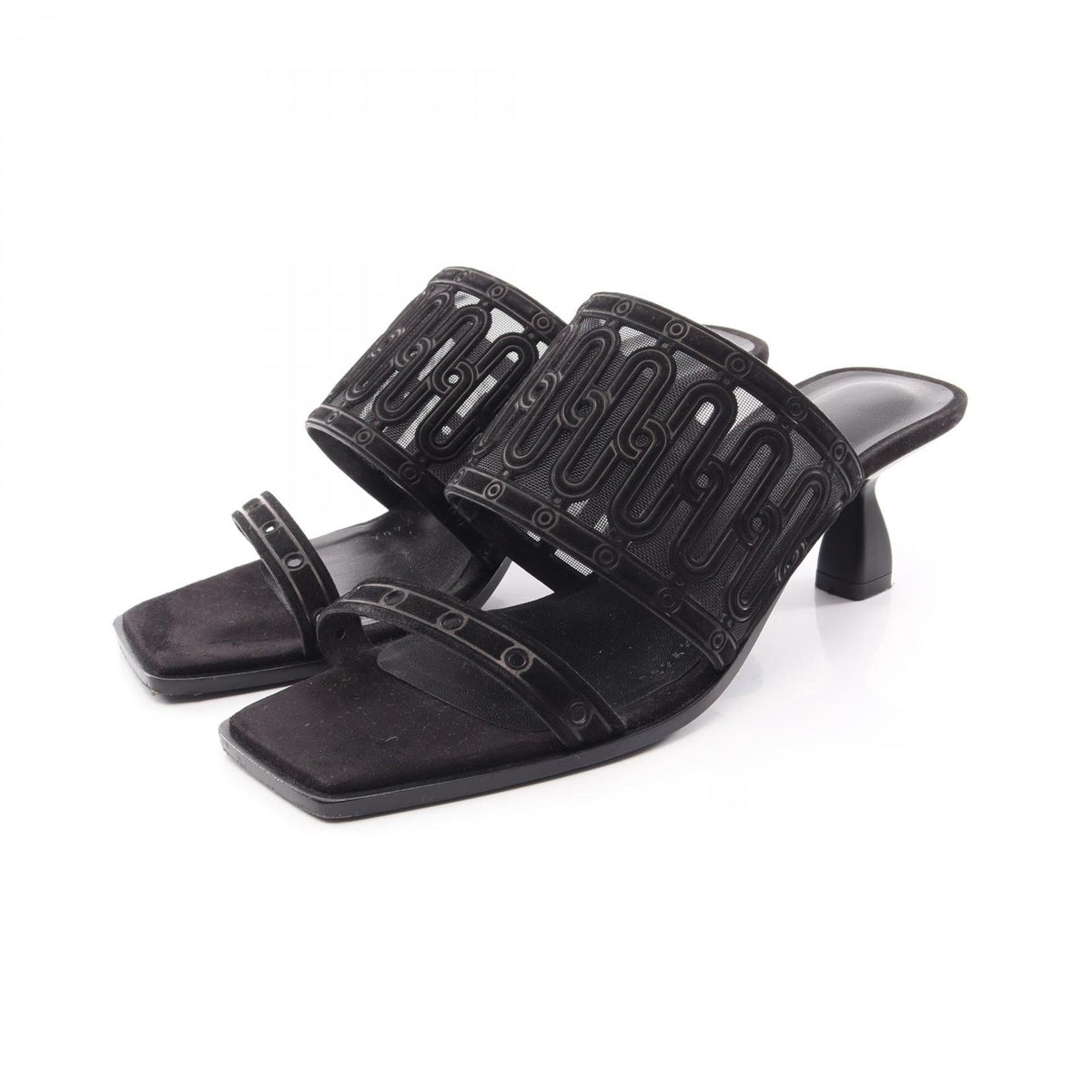 HERMES Gioia 55 Suede Sandals Black Size 36.5