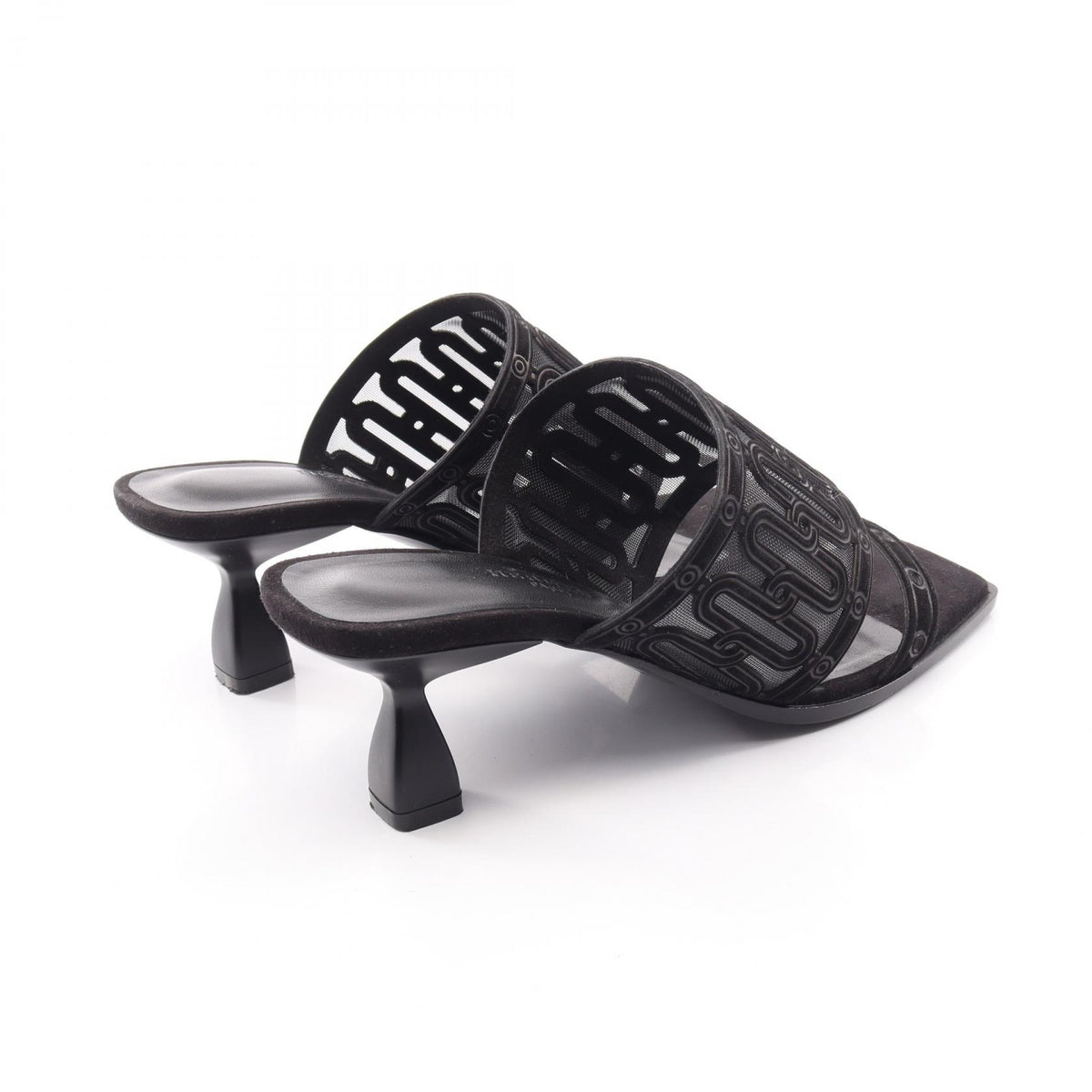 HERMES Gioia 55 Suede Sandals Black Size 36.5