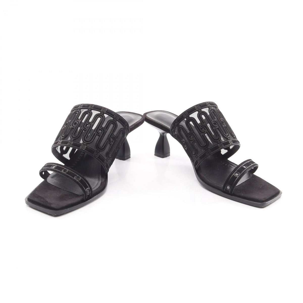 HERMES Gioia 55 Suede Sandals Black Size 36.5