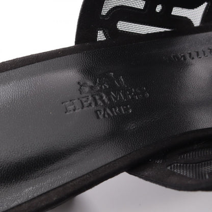 HERMES Gioia 55 Suede Sandals Black Size 36.5