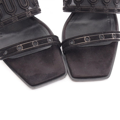 HERMES Gioia 55 Suede Sandals Black Size 36.5