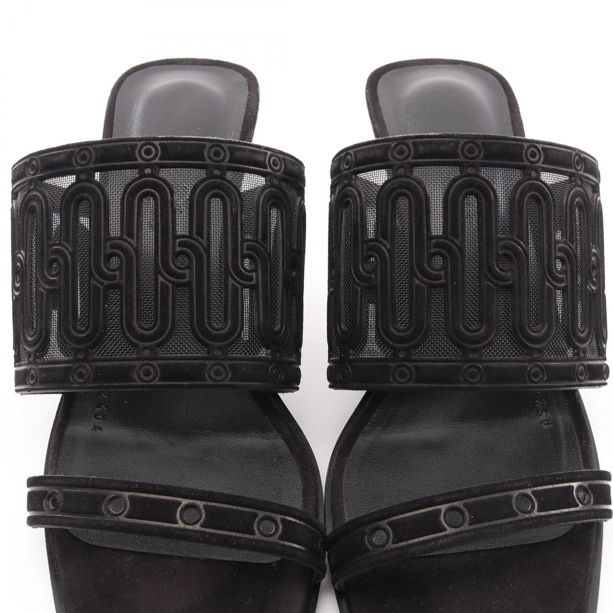 HERMES Gioia 55 Suede Sandals Black Size 36.5