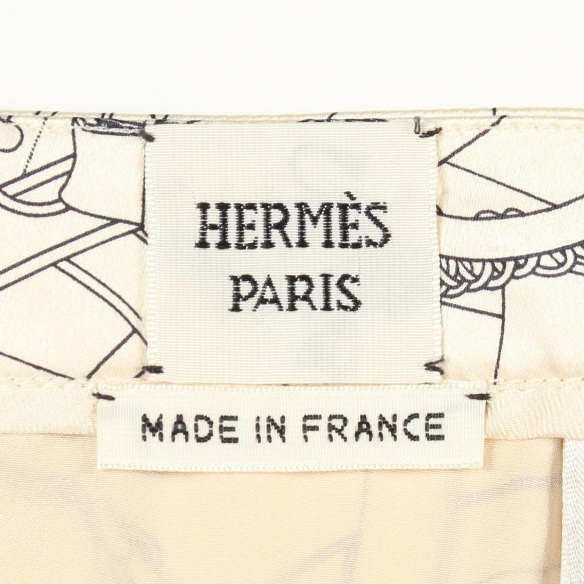HERMES Eperon d'Or Silk Midi Skirt Beige Size 36