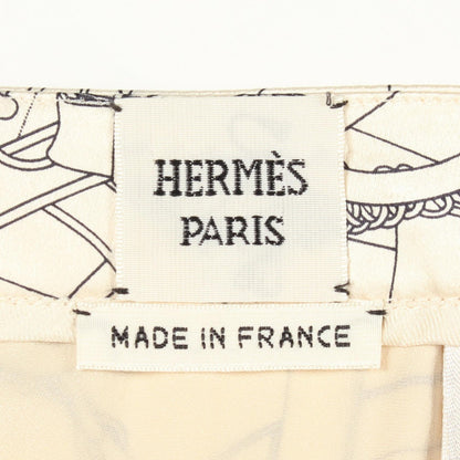 HERMES Eperon d'Or Silk Midi Skirt Beige Size 36