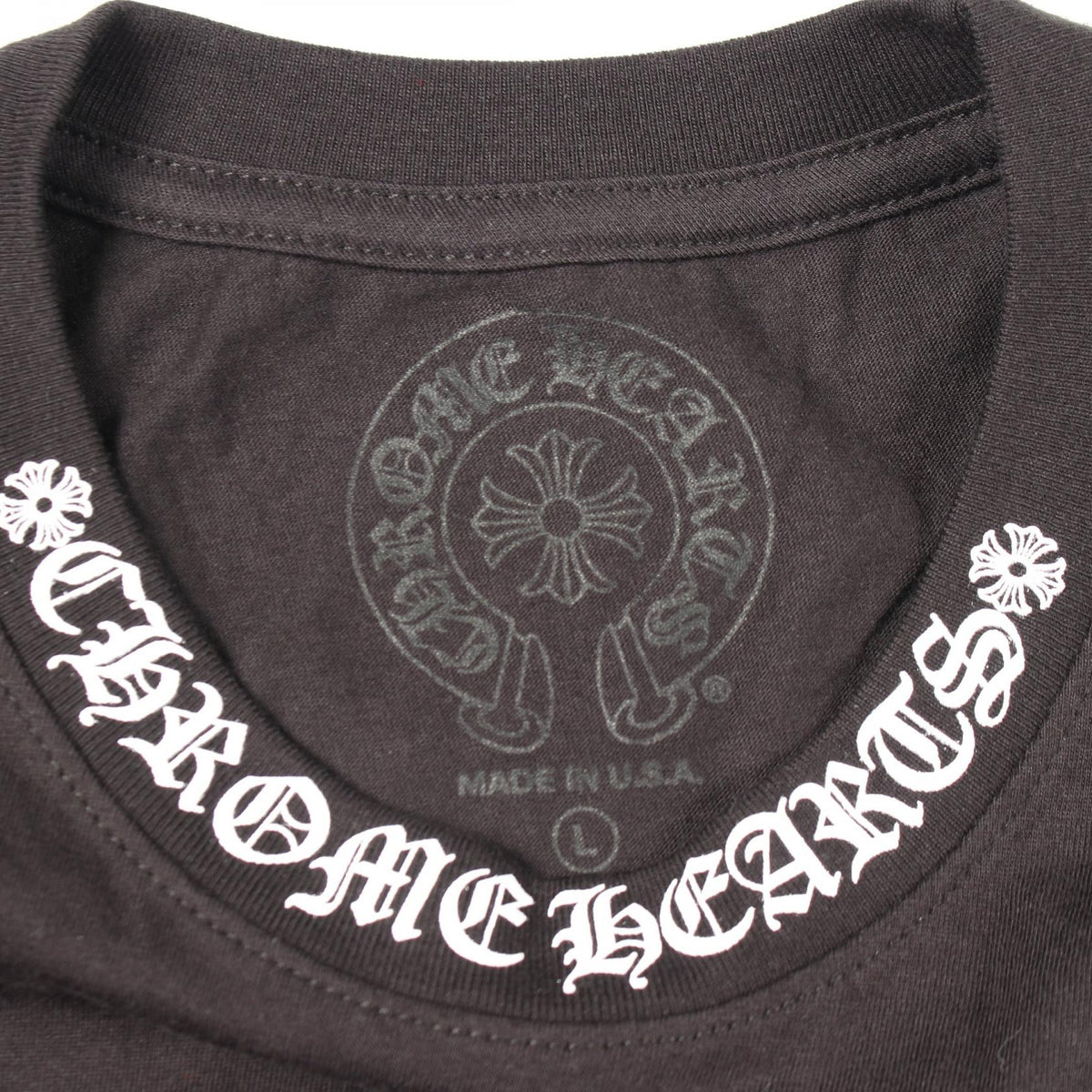 CHROME HEARTS Scroll Neck Logo Pocket T-Shirt Size L
