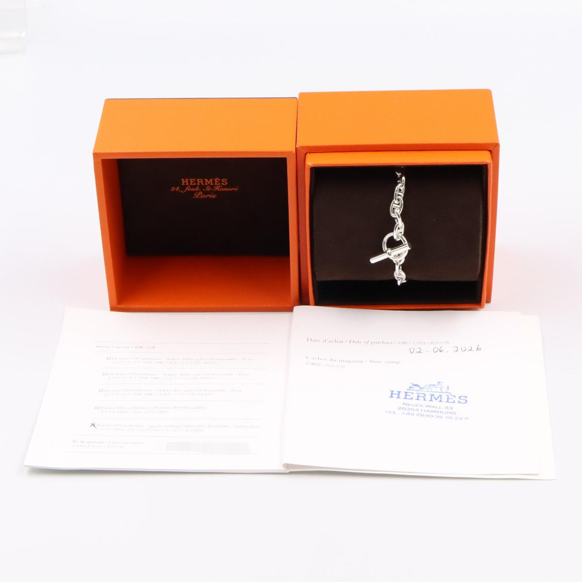 HERMES Silver 925 Chaine TPM Bracelet