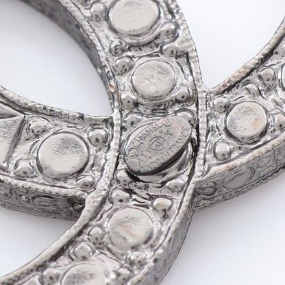 CHANEL CC Logo Metal Brooch Silver