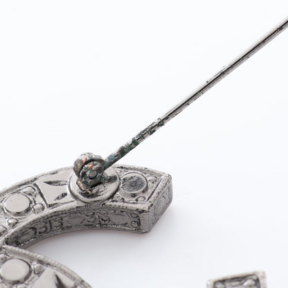 CHANEL CC Logo Metal Brooch Silver