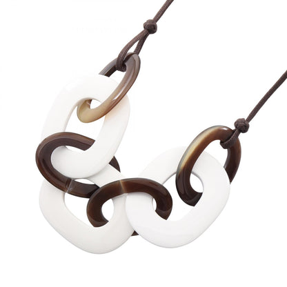 HERMES Caramba Buffalo Horn Necklace Brown