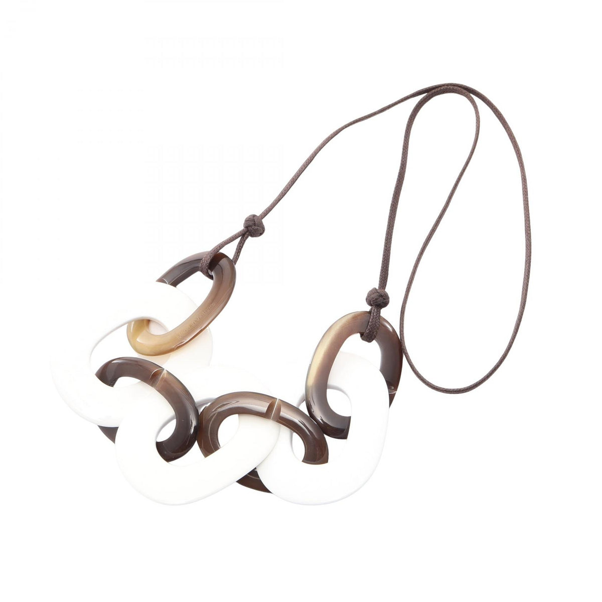 HERMES Caramba Buffalo Horn Necklace Brown
