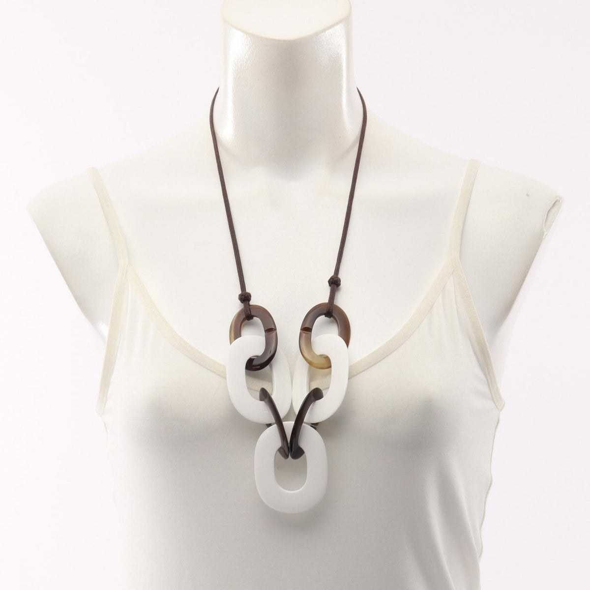 HERMES Caramba Buffalo Horn Necklace Brown