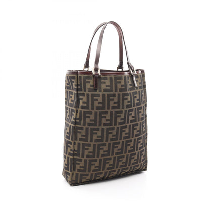 FENDI Zucca Canvas Leather Tote Bag Brown