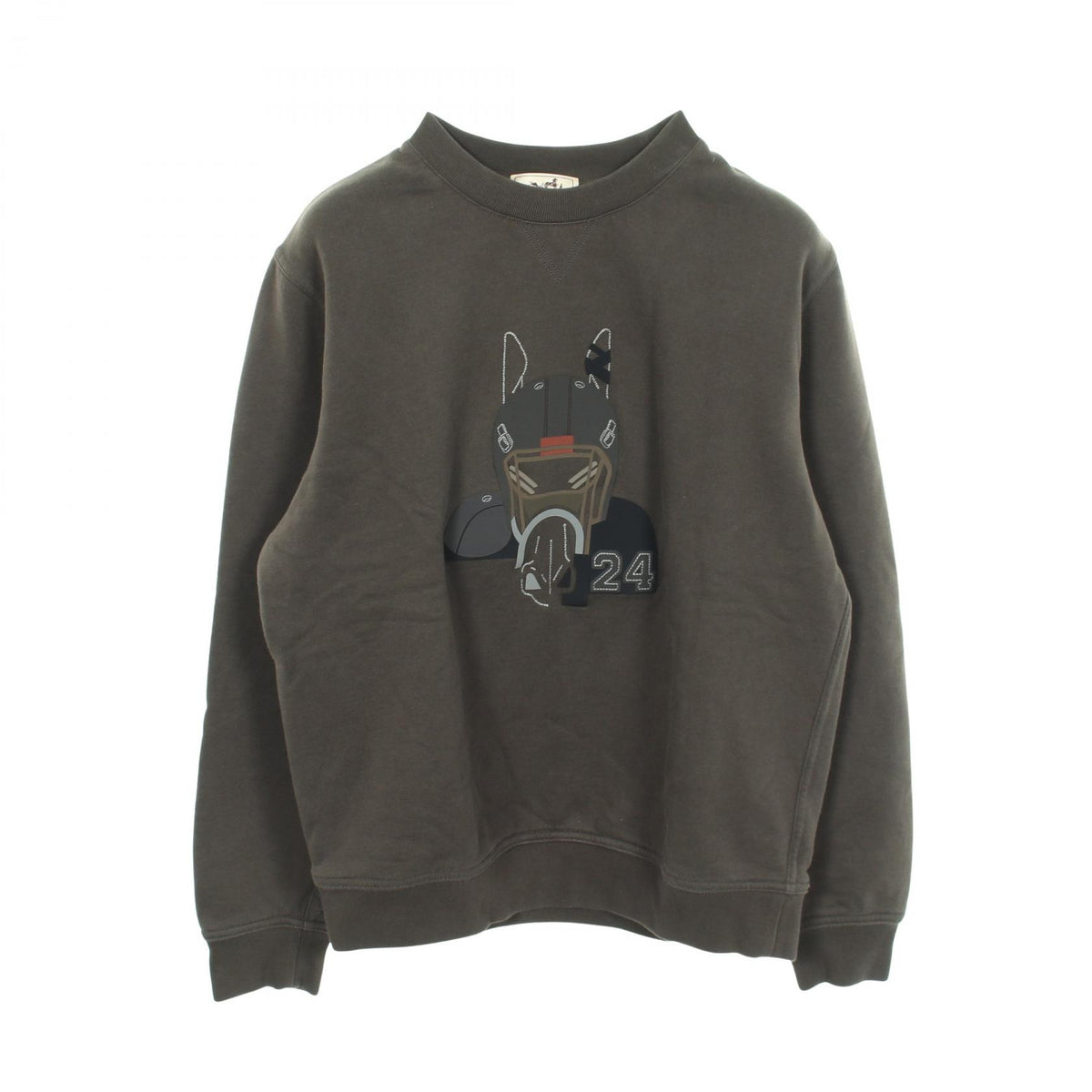 HERMES Quarterb'H Brushed Back Cotton Sweatshirt Gray Size M